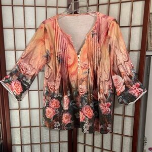 Amazon Floral Rose Women's Blouse PTP 21 inches. More like a XL